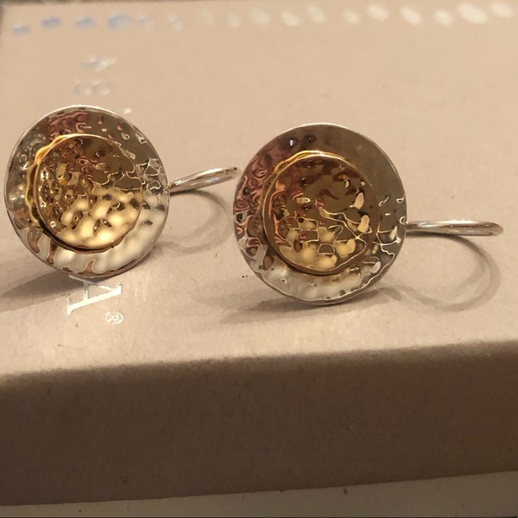 Rare Silpada Sterling Silver 14K Gold Plated Round Disc Earrings W1367 - Picture 8 of 14